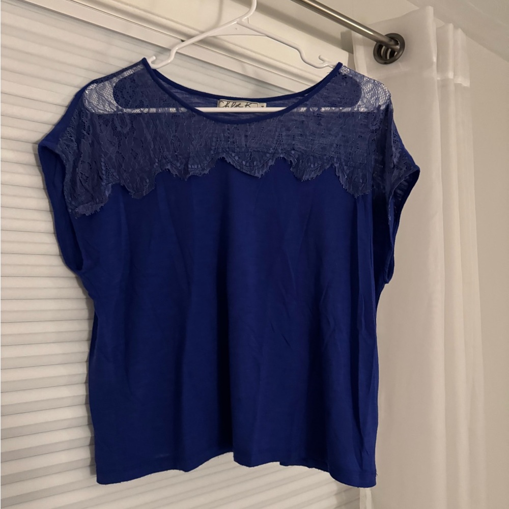 Chloe K Royal Blue Lace top